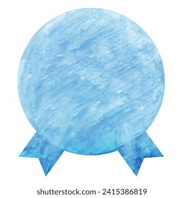 medal watercolor blue ribbon icon