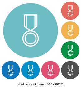 Medal white flat icons on color rounded square backgrounds