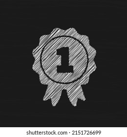 Icono de vector de esbozo blanco de Medal. Diseño plano