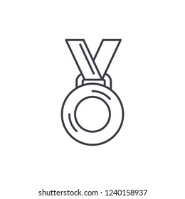 Medal winner line icon concept. Medal winner vector linear illustration, symbol, sign