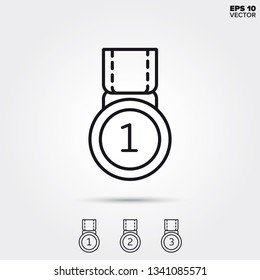 Medalla por el ganador, segundo y tercer lugar. Iconos de línea modernos. Ilustraciones vectoriales EPS 10.