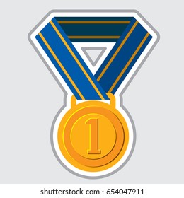 Medal winner. Vector illustration isolated on grey background