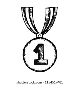 medal for winning the object. isolated sketch.