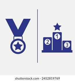 medal and winning podium icon
