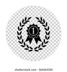 Medal with wreath  - black vector icon
