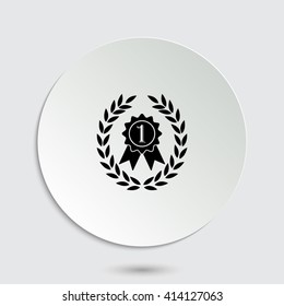 Medal with wreath - black vector  icon with shadow