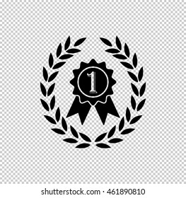 Medal with wreath  - black vector icon