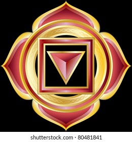 Medallion Award Badge or Hindu Chakra of Muladhara, Vector Illustration