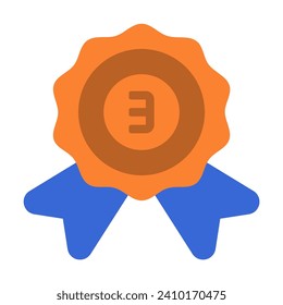 Medallion badge bronze award icon or logo illustration flat color style