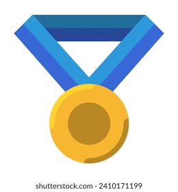 Medallion badge gold award icon or logo illustration flat color style