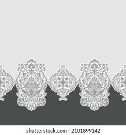 Medallion border. seamless design in tones of gray