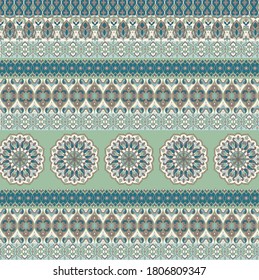 Medallion with colorful patchwork. Vintage multi color pattern in Indian, Turkish style. Endless pattern can be used for ceramic tile, wallpaper, linoleum, textile, web page background. Vector