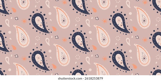 Medaillon-Effekt und flach böhmisch. Erbe wiederholen, persische nationale. Müheloses Tapeten-Design. Art indian und curl mandala.