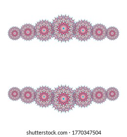 Medallion floral ornament card frame template vector design. Geometric islamic elements motifs. Modern background pattern.