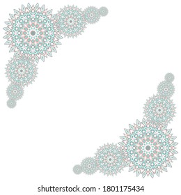 Medallion floral ornament card frame template vector design. Circle islamic elements motifs. Retro background pattern.