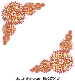 Medallion floral ornament card frame template vector design. Round turkish elements motifs. Trendy background pattern.