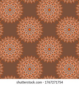 Medallion floral ornament tile or wallpaper vector design. Geometric bohemian shapes motifs. Retro background pattern.