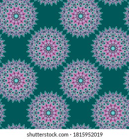 Medallion floral ornament tile or wallpaper vector design. Circular aztec elements motifs. Decorative background pattern.