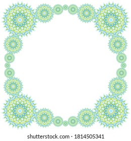 Medallion floral pattern card frame template vector design. Geometric azerbaijan elements motifs. Decorative background pattern.