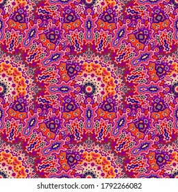 Medallion floral seamless ornament. Indian folk vector composition. Tangle arabesque chakra geometric seamless pattern. Interior decoration print.