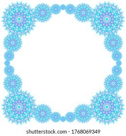 Medallion flower pattern card frame template vector design. Circle royal shapes motifs. Trendy background pattern.