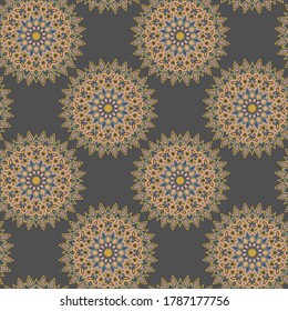 Diseño vectorial de azulejos de flores de medallón o papel pintado. Motivos geométricos persas. Patrón de fondo vintage.