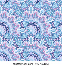 Medallion flower seamless pattern. Arabic ethnic vector composition. Ornate stylish mandala floral seamless ornament. Wrapping paper print.