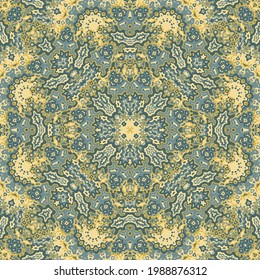 Medallion geometric seamless ornament. African ethnic vector graphic design. Intricate stylish peacock flower seamless pattern. Summer swimwear print.