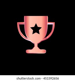 Medallion icon 3rd winner bronze colored, line art vector Illustration