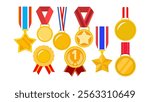 Medallion icon collection. Medallion icon set. Vector of various types of Medallion icon isolated on white background. Flat icon. Perfect for event, presentation, social media, web, business, ads, etc
