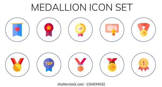 medallion icon set. 10 flat medallion icons.  Simple modern icons about  - badge, medal, medals, award, gold medal