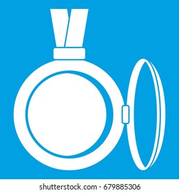 Medallion icon white isolated on blue background vector illustration