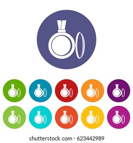 Medallion icons set in circle isolated flat vector illustration