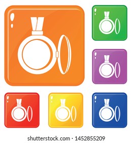Medallion icons set collection vector 6 color isolated on white background