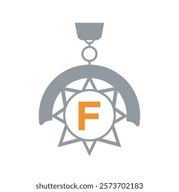 Medallion Logo combine with letter F vector template