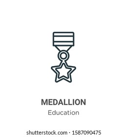 Medallion outline vector icon. Thin line black medallion icon, flat vector simple element illustration from editable education concept isolated on white background