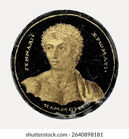 Medallion portrait of Gennadios sticker, vector element. 
