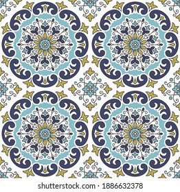 medallion seamless print pattern design for textile fabric.