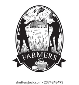 Medallion shaped emblem for Farmers