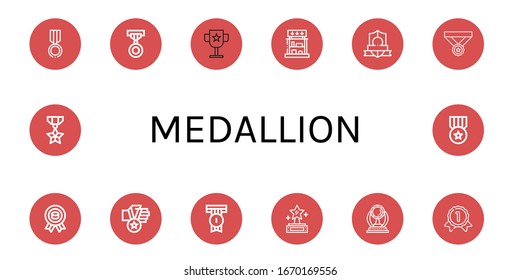 medallion simple icons set. Contains such icons as Medal, Award, Prizes, Badge, Prize, Gold medal, can be used for web, mobile and logo