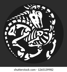 Medallion with a unicorn. Anatomy of a magical creature. Great for greeting cards, halloween party invitations, t-shirt printing and more. Halloween illustration.