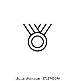 Medallion vector icon in linear, outline icon isolated on white background