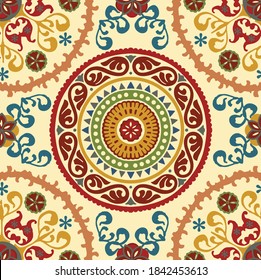 Medallion Vintage multi color pattern in Turkish, Indian style. Endless pattern can be used for ceramic tile, wallpaper, linoleum, textile, web page background.