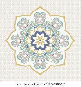 Medallion Vintage multi color pattern in Turkish, Indian style. Endless pattern can be used for ceramic tile, wallpaper, linoleum, textile, web page background.