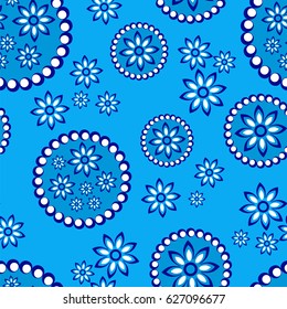 Medallions with flowers, seamless background, vector illustration