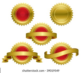 Medallions, scrolls, ribbons - vector illustration