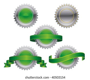 Medallions, scrolls, ribbons - vector illustration