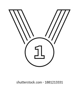 icono de esquema vectorial de carta de asignación de medallas