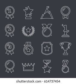 Medals and awards line icons, vector eps10 illustration