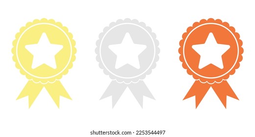 Medals for Awards. Set of medals with star icon.Championship Place 1,2,3 .Set of Trophy medal.Vector